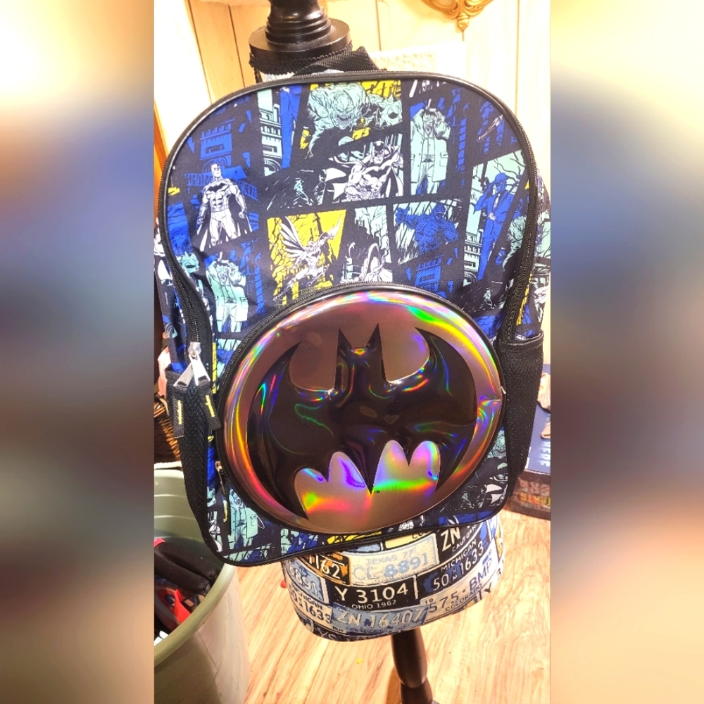 Batman Comic Print Backpack with Holographic Logo